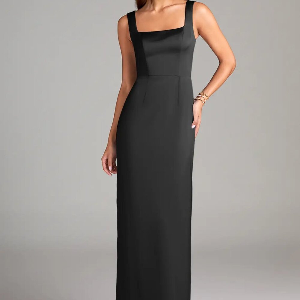 Azazie Flori Black Satin Gown